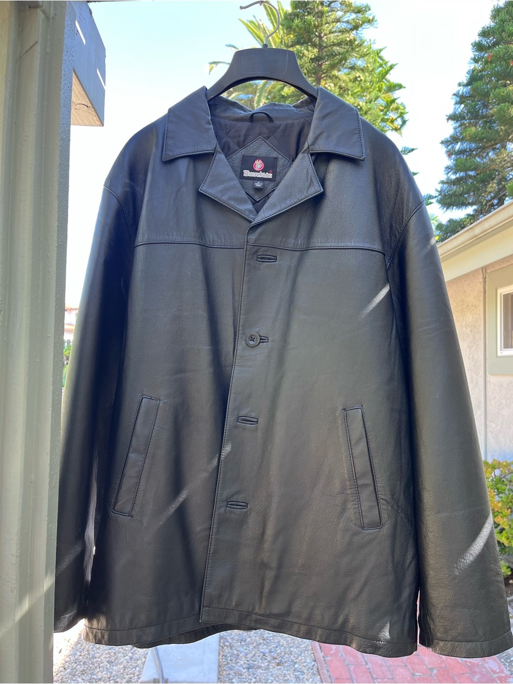 Vintage Burnside Leather Varsity-Style Bomber  Black Jacket Men’s Medium